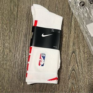 NWT Nike Mens Swoosh NBA Authentic Team Issued Mid-Calf Socks White Red XL